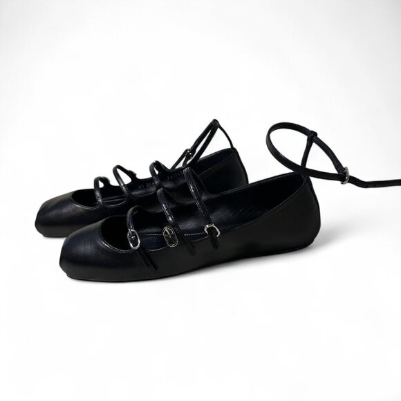 Alexander McQueen Strappy MaryJane Black Leather Caged Ballet Flat sz EU 36.5 - Picture 3 of 15